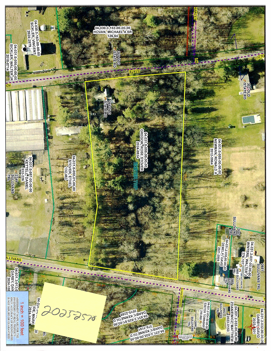 Courthouse parcel map supplied for 266 Old State Road and surrounding parcels